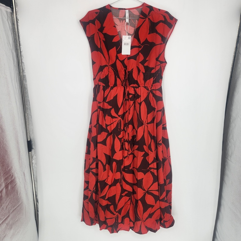 Mango MNG Women's Medium Red Long Print Dress NWT